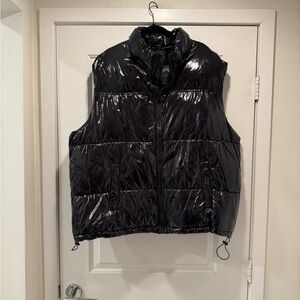 BoohooMan Black Patent Puffer Vest